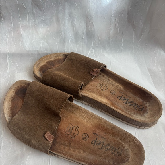 Brown Suede Leather Women's Sandals - Picture 2 of 3